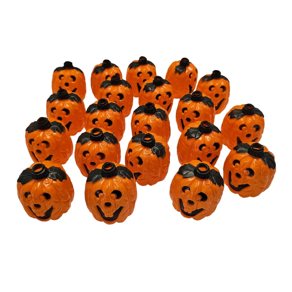 20pc Vintage Pumpkin Jack-O-Lantern Mini Light Strand Replacement Blow Mold Head